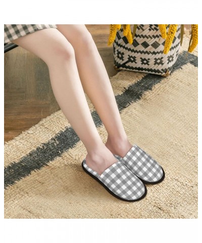 Fuzzy Feet Slippers For Women,House Shoes Non Slip Indoor/Outdoor,Halloween Gnome Designs- Gray Checkboard $11.71 Slippers