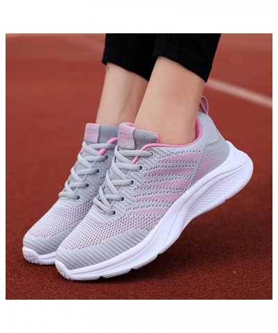 slide on shoes women, Ladies Shoes Color Matching Fashion Mesh Breathable Lace-up Flat Heel Casual Sneakers Z 05-grey $16.82 ...