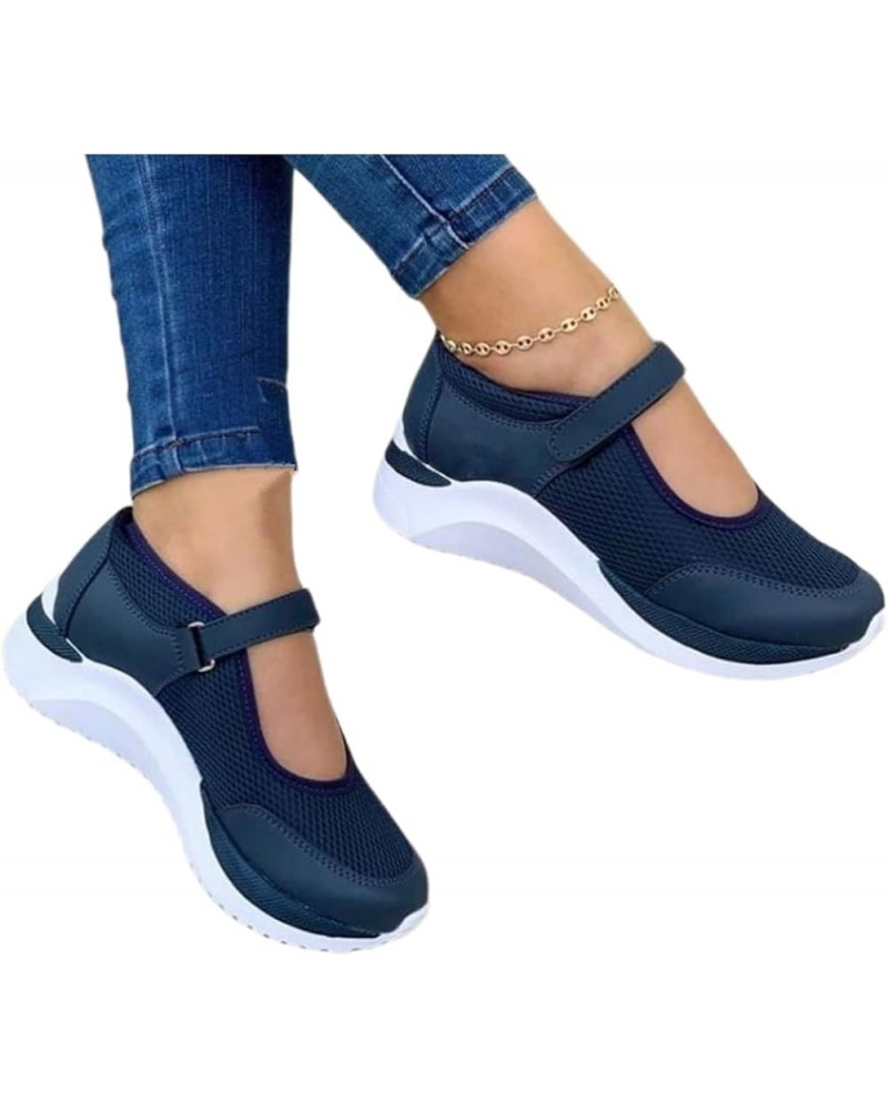 Sneakers For Women Walking Shoes Slip On Platform Sneakers Casual Dressy Summer Fashion Comfort Flats Loafers Blue $13.71 Ath...