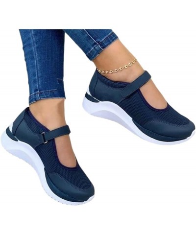 Sneakers For Women Walking Shoes Slip On Platform Sneakers Casual Dressy Summer Fashion Comfort Flats Loafers Blue $13.71 Ath...