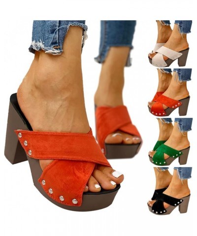 Fashion Spring And Summer Women Sandals Thick Sole High Heel Chunky Heel Solid Color Fish Big Toe Sandals for Women Beige $11...