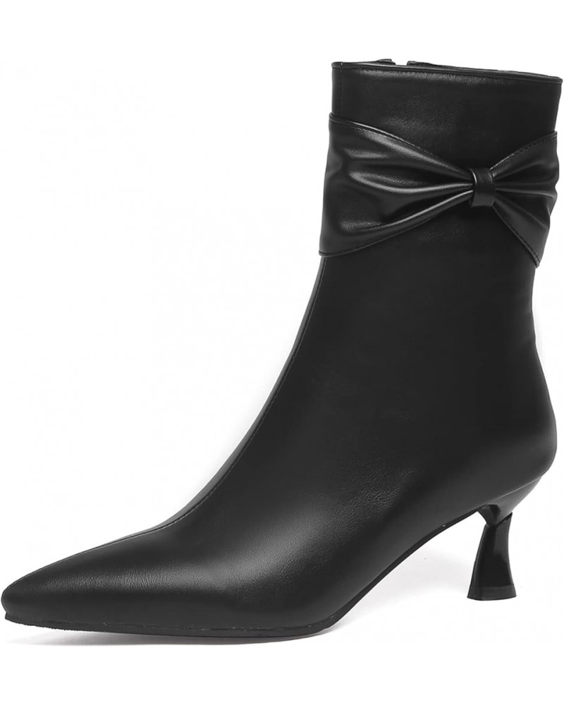 Womens Wedding Kitten Heels Mid Calf Booties Black 1 $29.83 Boots