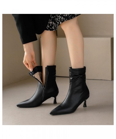 Womens Wedding Kitten Heels Mid Calf Booties Black 1 $29.83 Boots