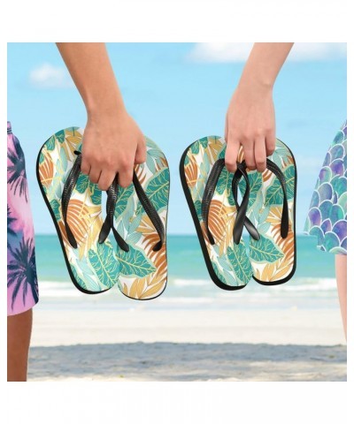 Tropical Plants Jungle Floral Womens Flip Flops Summer Beach Sandals Casual Thong Slippers Comfortable Shower Slippers Non Sl...