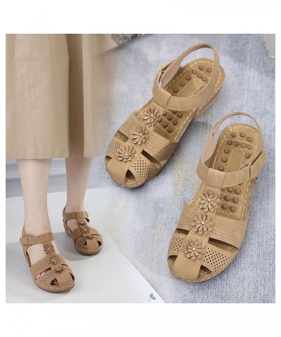 Women Summer Sandals with Slip on Sandals Beach Wedge Comfort Fashion Sandals Bohemia Flip-Flop Ankle Strap Causal Comfortabl...