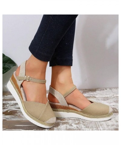 Sandals for Women Dressy Summer,Womens Hollow Out Slingback Espadrilles Open Toe Wedges High Heels Beach Sandals Z24 Khaki $1...