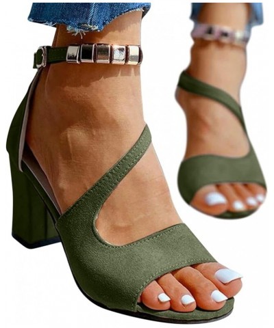 Heeled sandals For Women Beachy sandals For Women Black Platform Heels For Women Platform Beach sandals Women Low Heel 4-army...