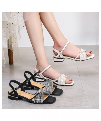 Women Casual Strappy Sandal Gladiator Square Open Toe Block Flip Flops Dress Shoes Vacation Classic Slide Sandals Black $13.9...