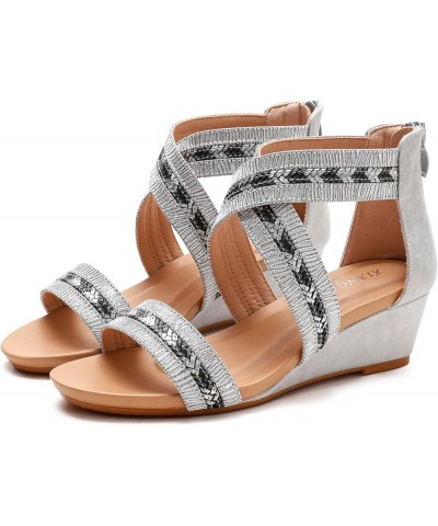 Women's Slide Wedge Hollow Out Sandal Open Toe High Heel Zipper Back Platform Z 02-silver $13.23 Sandals