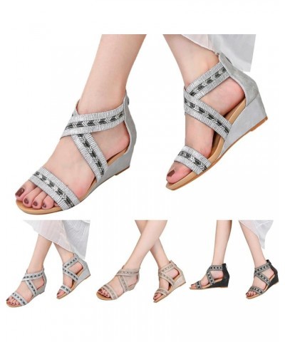 Women's Slide Wedge Hollow Out Sandal Open Toe High Heel Zipper Back Platform Z 02-silver $13.23 Sandals