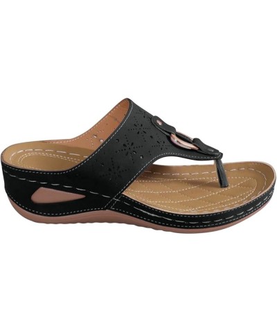 Sandalias elegantes mujer círculo de metal hueco suela gruesa tacón de cuña sandalias básicas clásicas S-236 Black $12.79 Ath...