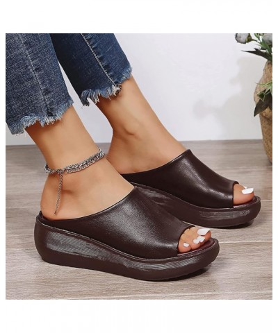 Women Basic Plain Slippers Slip on Platform Sandals Arch Support Sliders Mules Shoes Comfortable Summer Wedge Fish Mouth Sand...