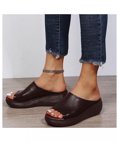 Women Basic Plain Slippers Slip on Platform Sandals Arch Support Sliders Mules Shoes Comfortable Summer Wedge Fish Mouth Sand...