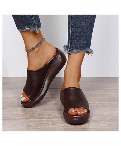 Women Basic Plain Slippers Slip on Platform Sandals Arch Support Sliders Mules Shoes Comfortable Summer Wedge Fish Mouth Sand...