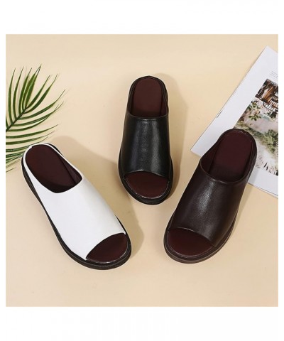 Women Basic Plain Slippers Slip on Platform Sandals Arch Support Sliders Mules Shoes Comfortable Summer Wedge Fish Mouth Sand...