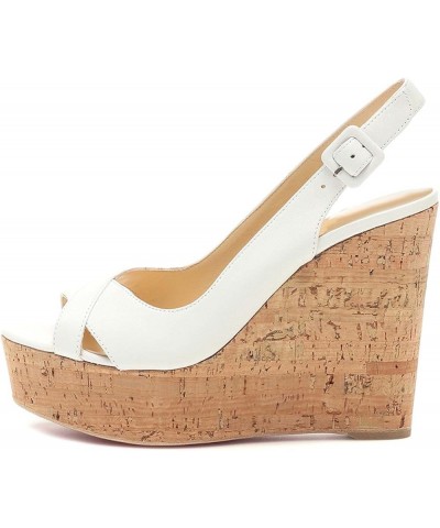 Cork Wedge Sandals 44 White $35.25 Sandals