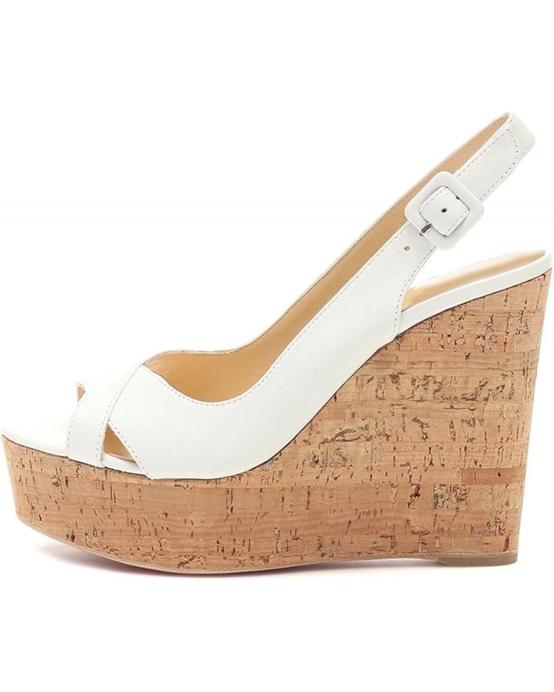 Cork Wedge Sandals 44 White $35.25 Sandals