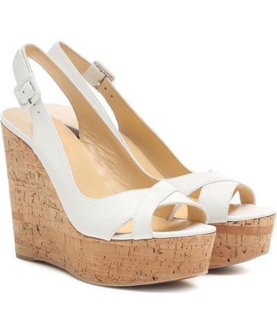 Cork Wedge Sandals 44 White $35.25 Sandals