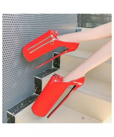 30CM High Heels, Nightclubs Party Pole Dance Sandals, Zipper Bow Stilettos, Wedding Dancing Shoes Red 37 $40.11 Sandals