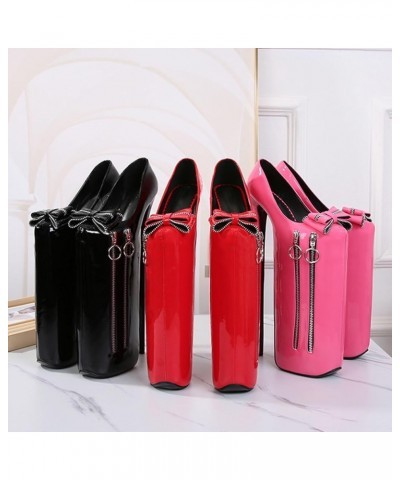 30CM High Heels, Nightclubs Party Pole Dance Sandals, Zipper Bow Stilettos, Wedding Dancing Shoes Red 37 $40.11 Sandals