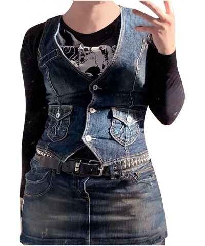 Crop for Women Tops Short Slim Fit Strap Style Denim Vest Top Deep V Neck Tops for Women Sexy H-blue - Women Wrap Jean Vest $...