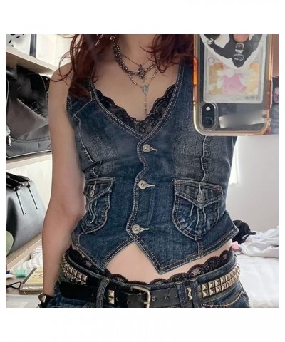 Crop for Women Tops Short Slim Fit Strap Style Denim Vest Top Deep V Neck Tops for Women Sexy H-blue - Women Wrap Jean Vest $...