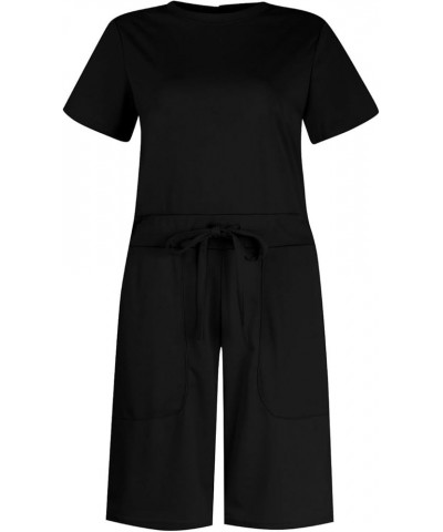 Linen Clothes Women Sleeveless Solid Jumpsuit With 4 Pockets plus Sized Rompers Black-b➤➤ Womens Rompers 2024 $10.79 Outdoor ...