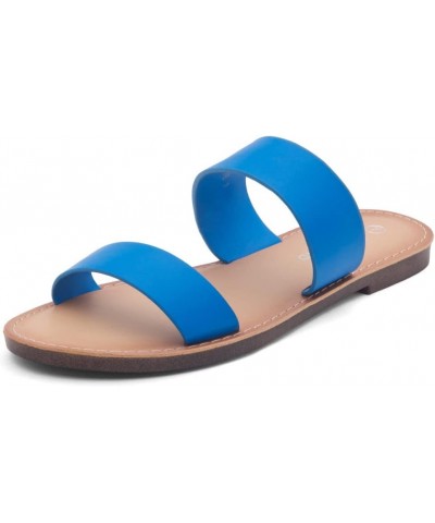 Womens SL-Native Slide Sandals Open Toe Two Strap Slip-on Flat Sandals Casual Summer Walking Shoes 1896royalblue $9.71 Sandals