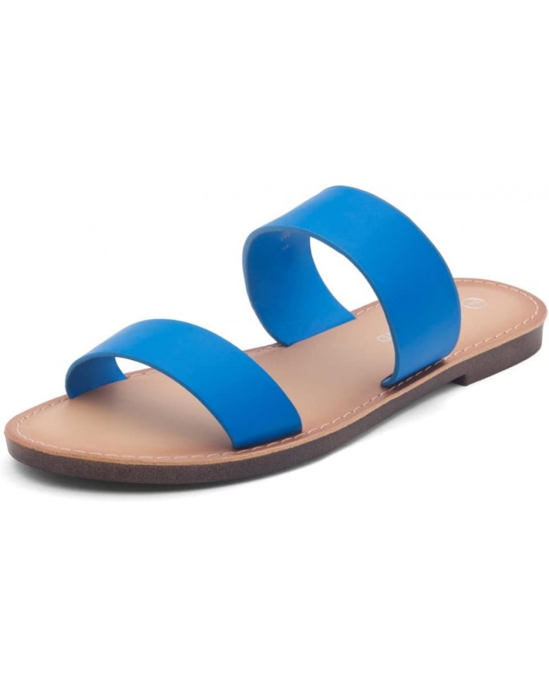 Womens SL-Native Slide Sandals Open Toe Two Strap Slip-on Flat Sandals Casual Summer Walking Shoes 1896royalblue $9.71 Sandals