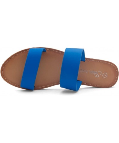 Womens SL-Native Slide Sandals Open Toe Two Strap Slip-on Flat Sandals Casual Summer Walking Shoes 1896royalblue $9.71 Sandals