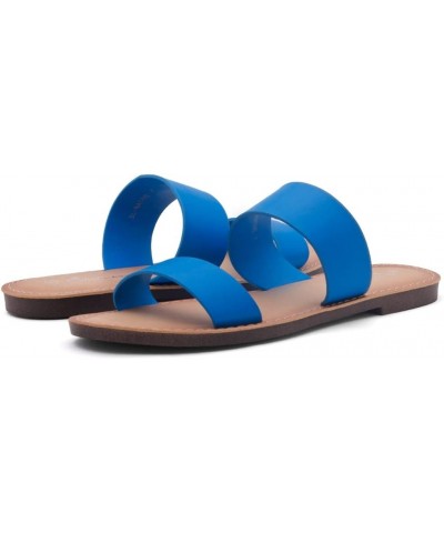 Womens SL-Native Slide Sandals Open Toe Two Strap Slip-on Flat Sandals Casual Summer Walking Shoes 1896royalblue $9.71 Sandals