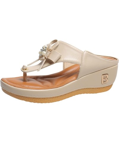 Women's Fashion Sandals Sandals Shoes Comfortable Flip Flops with Arch Support Summer Casual Wedge Sandals Sandals Beige $12....