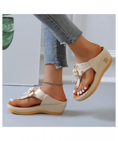 Women's Fashion Sandals Sandals Shoes Comfortable Flip Flops with Arch Support Summer Casual Wedge Sandals Sandals Beige $12....