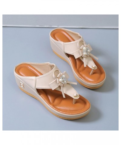 Women's Fashion Sandals Sandals Shoes Comfortable Flip Flops with Arch Support Summer Casual Wedge Sandals Sandals Beige $12....