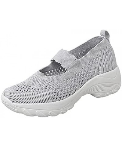 Women's Breathable Mesh Sneakers Comfort Working Shoes Platform Walking Shoes Lightweight Wedge Tennis Shoes (Black, 7) 8 Gre...