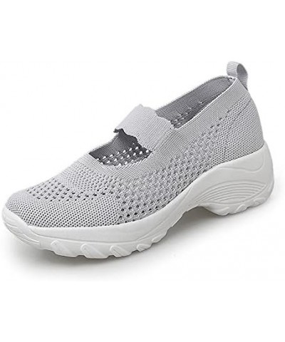 Women's Breathable Mesh Sneakers Comfort Working Shoes Platform Walking Shoes Lightweight Wedge Tennis Shoes (Black, 7) 8 Gre...