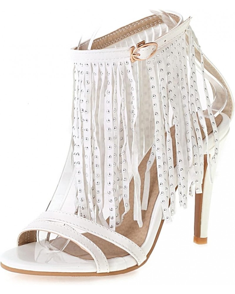 Women Stylish Ankle Strap sandals with Open Toe White $27.00 Sandals