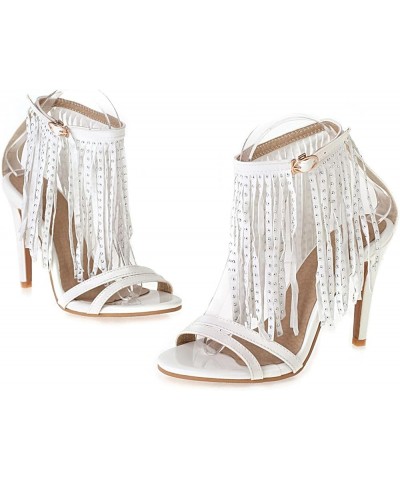 Women Stylish Ankle Strap sandals with Open Toe White $27.00 Sandals