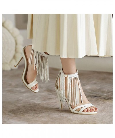 Women Stylish Ankle Strap sandals with Open Toe White $27.00 Sandals