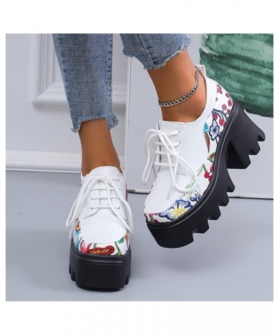 Women Unpositioned Printing Sandals Thick Heel Thick Sole Retro Small Leather Shoes Flower Feature Non Positioning Printing T...