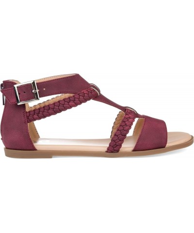 Comfort Womens T-strap Braided Sandal Purple $31.48 Sandals