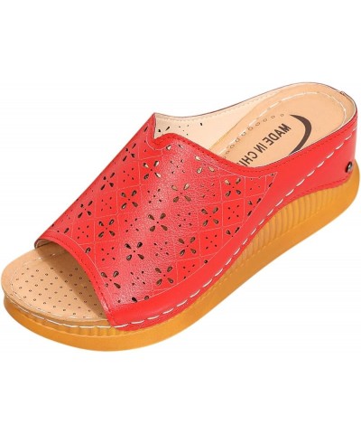 wedge slippers for women outdoor wedge slippers summer Wedge Sandals Platform wedge slippers with arch support Z 13-red $16.8...