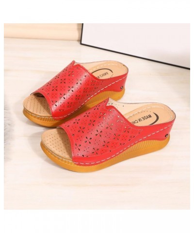 wedge slippers for women outdoor wedge slippers summer Wedge Sandals Platform wedge slippers with arch support Z 13-red $16.8...