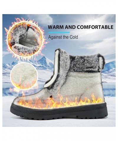 Winter Snow Boots for Women: Warm Fur Lined Ankle Booties Lace Up Slip on Outdoor Walking Womens Boots Grey 008 $17.81 Boots