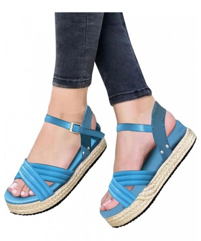 Womens Chunky Heeled Sandals Soft Soles Pumps Flat Boat Shoes Soft Platform Wedge Heel Work Pumps Blue,navy $21.03 Outdoor Shoes