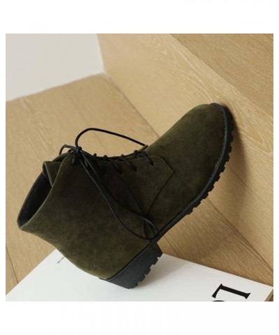 2022 Women's Autumn And Winter Low Heel Solid Flock Fashion Ankle Boots Womens Boots Buckle Green $28.26 Boots