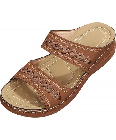 Orthopedic Sandals for Women, Sandals for Women Dressy Open Toe Slip On Sandals Summer Sandals with Arch Support Brown $11.49...