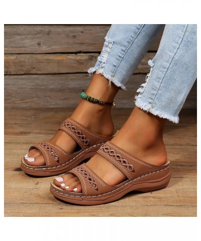 Orthopedic Sandals for Women, Sandals for Women Dressy Open Toe Slip On Sandals Summer Sandals with Arch Support Brown $11.49...