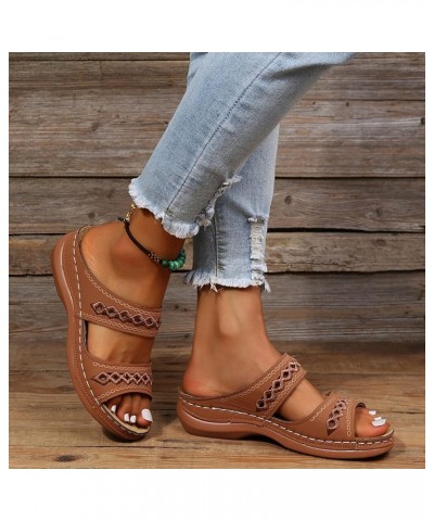 Orthopedic Sandals for Women, Sandals for Women Dressy Open Toe Slip On Sandals Summer Sandals with Arch Support Brown $11.49...