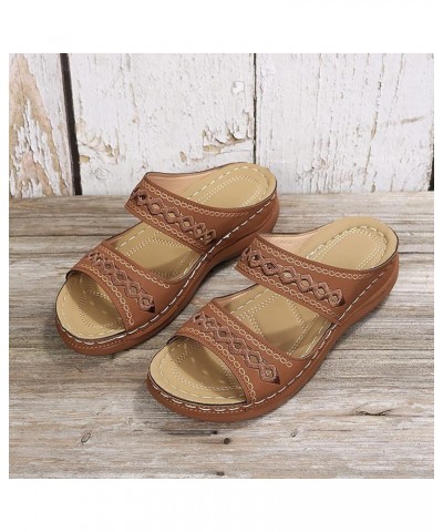 Orthopedic Sandals for Women, Sandals for Women Dressy Open Toe Slip On Sandals Summer Sandals with Arch Support Brown $11.49...